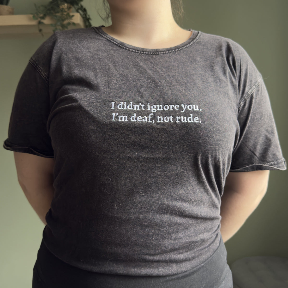 Denim-T-Shirt – DEAF, NOT RUDE.